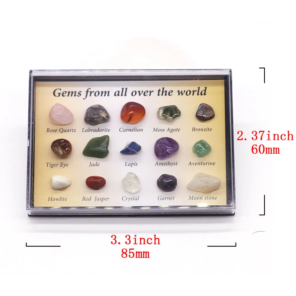 12/15/24pcs Rock Gemstones Collection Box  Amethyst Ore Healing Quartz Crystals DIY Rough Stone Collect Natural Mineral Specimen