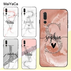 Glitter Rose Gold Marble Custom Name Initials Case For Huawei P20 P30 Pro P40 P10 Lite Mate 30 20 10 Lite P Smart 2019 Z