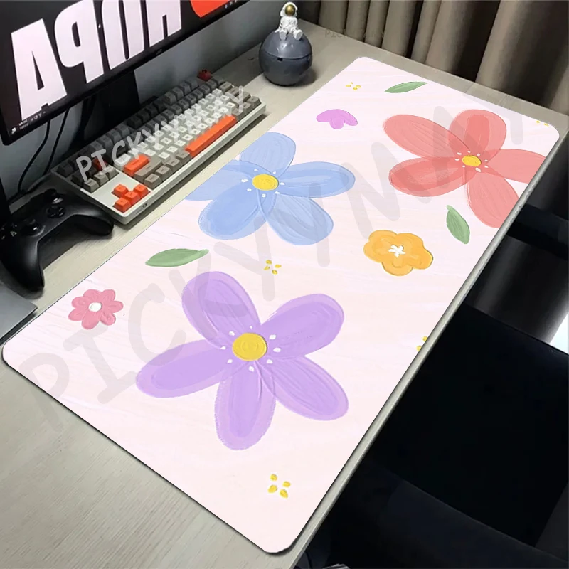 

Large Gaming Mousepads Beautiful Flower Mouse Pad Computer Mousepad Mouse Mat 90x40cm Desk Pads For PC Keyboard Mats Table Rug