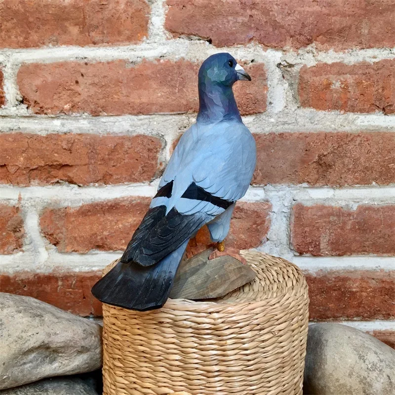 solid wood handmade carved auspicious and peaceful pigeon ornaments gift, modern and minimalist creative small gifts