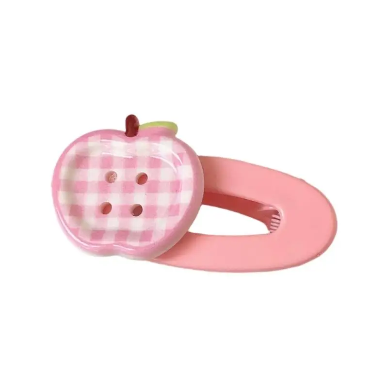 

652F Stylish Resin Fruit Hair Clip For Students Button Hair Pin With Secure Holder For Bang And Kids Everyday Accessories