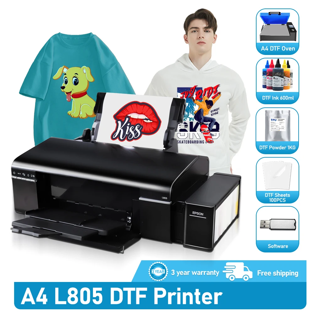 

DTF Printer A4 L805 DTF T-shirt Printing Machine DTF Printer Bundle with DTF Curing Oven DTF Transfer Printer for Tshirt Clothes