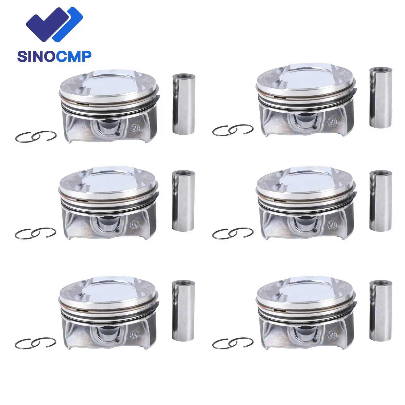 6pcs 9A710706530 06M198151 06M107099 06M107100 EA839 Engine Pistons Rings Set For Porsche Audi A6 S4 S5 B9 3.0L