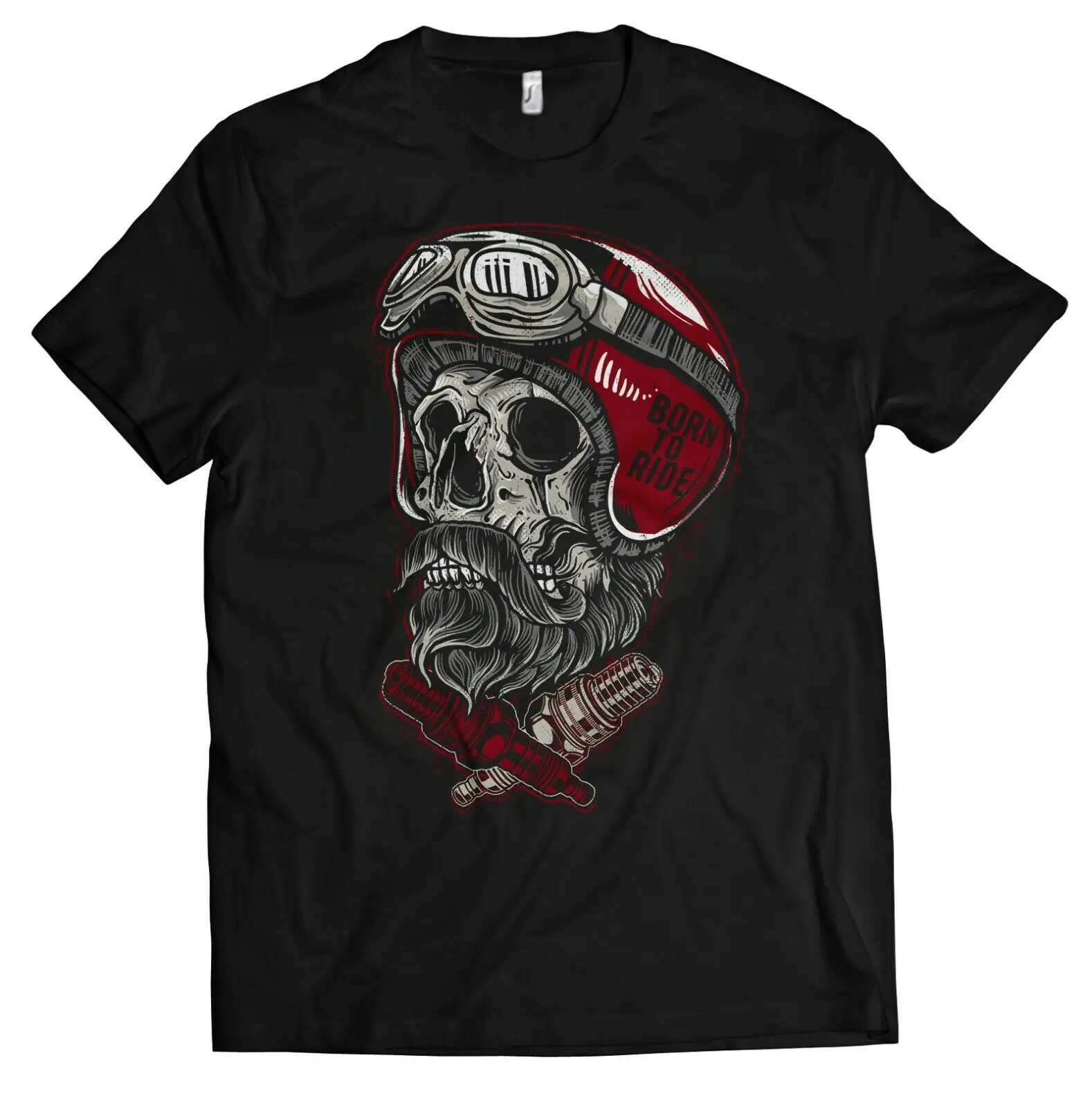 Biker Skull Helmet Beard Motorcycle Chopper Screwdriver Bit MC Mens T-Shirt Summer Cotton Short Sleeve O-Neck T Shirt New S-3XL