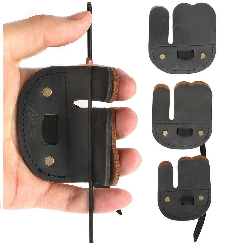

Leather Finger Tab Archery S M L Adjustable for Left Right Hand Recurve Bow Target Practice Shooting Hunting Protection Gear