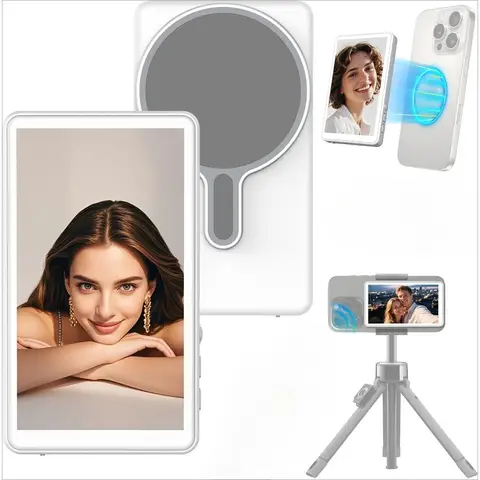 Vlog Selfie Monitor Screen Magnetic Phone Vlog Monitor Screen with Bluetooth Remote Back Camera Monitor for Live Stream Vlogging