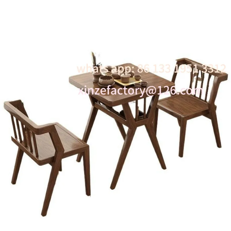 

Customizable solid wood balcony table and chair three-piece combination tea table leisure chair household tea small apartment si