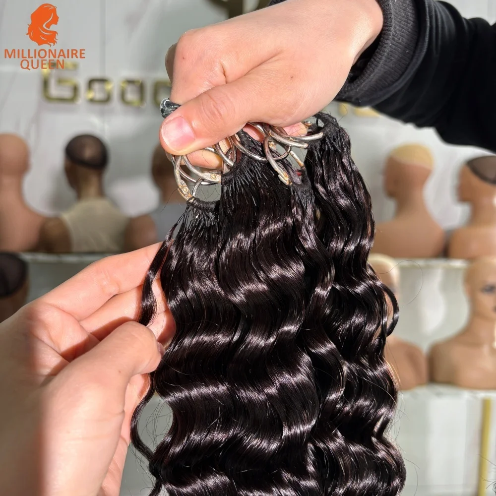 15A البورمية مجعد الكروشيه تجديل الشعر البشري ضيق مجعد قبل فصل Knotless ريشة الكروشيه وصلات شعر بشري مع حلقة