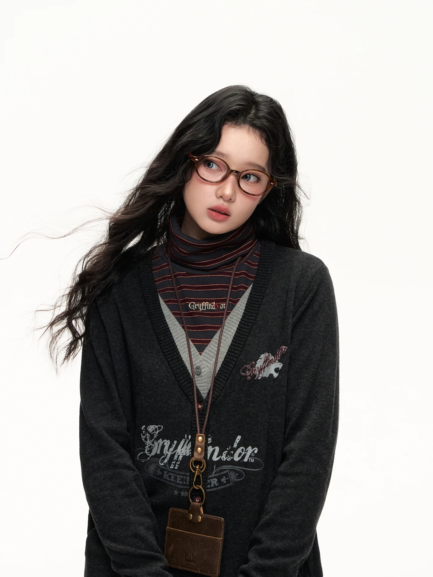 

Kyouko Collaborative Fake Two-Piece Open Cardigan Jaet New Autumn plus Size Versatile Slimming Woolen Coat