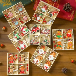 Wooden Christmas Tree Pendants Gingerbread Man Gnomes Santa Snowman Shaped Xmas Tree Hanging Ornaments Christmas Home Decoration