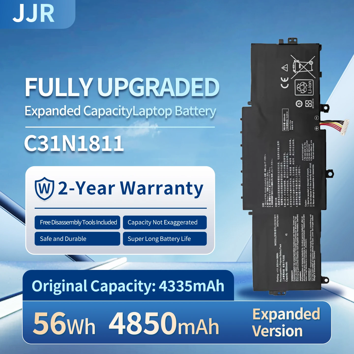 C31N1811 56Wh/4850mAh 11.55V Replacement Laptop Battery for ASUS U4300F/FN/FA UX433F/FX/FN