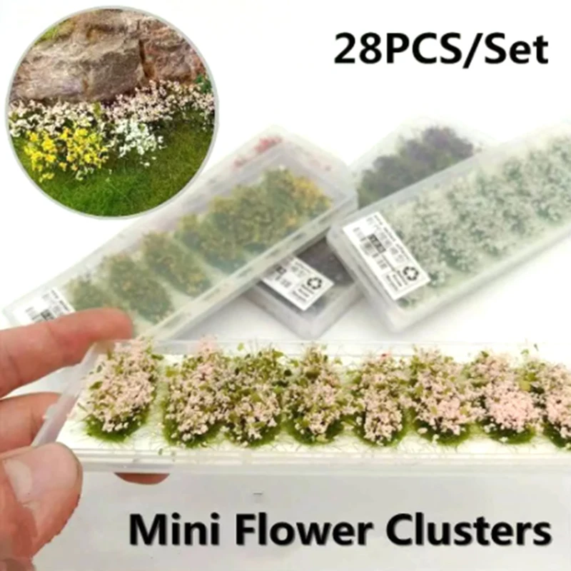 

28pcs Model Scene Terrain Production Simulation Flower Cluster Wild Rose Flower