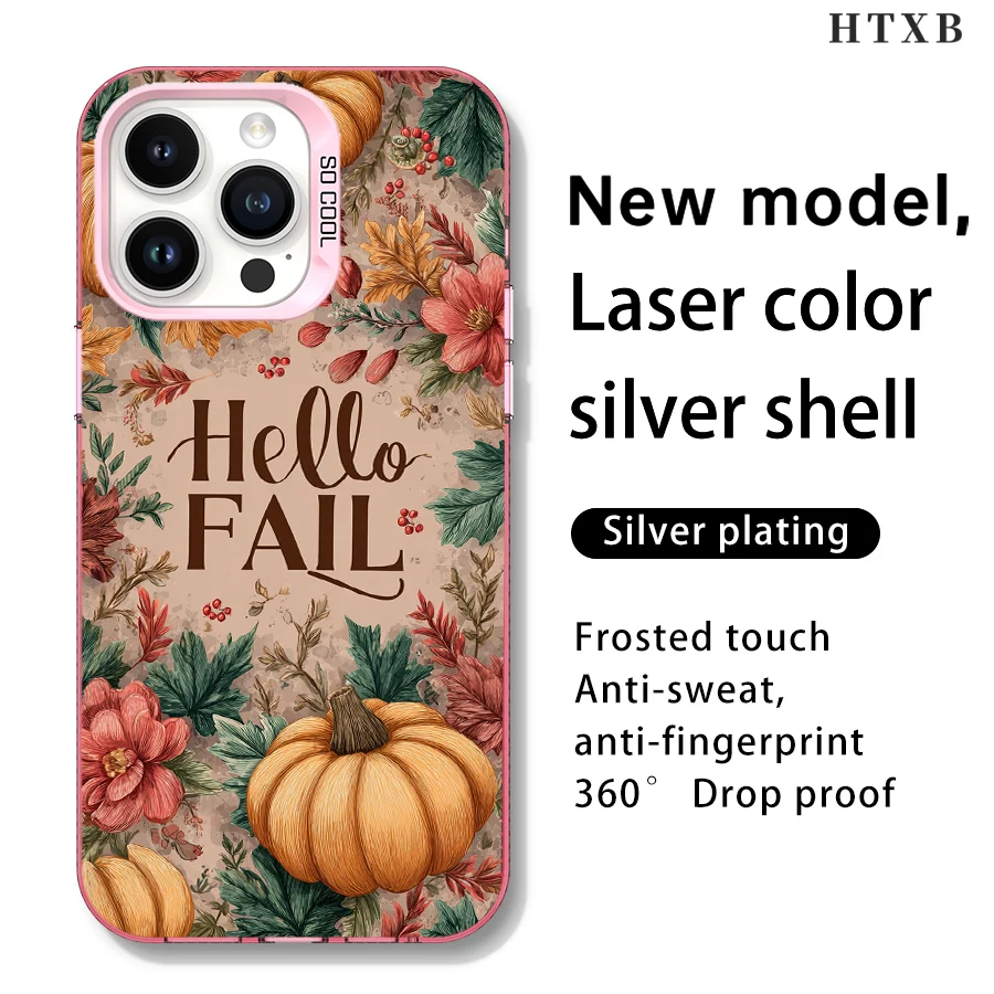 เคสโทรศัพท์ลายฟักทองดอกไม้หลากหลายแบบสำหรับ iPhone 17 ถึง 11 Pro Max Plus