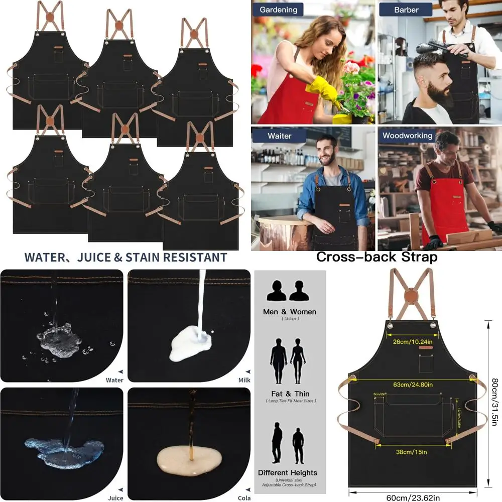 

Cotton Canvas Apron with Cross Back Straps - Unisex for Artists, Painters, Kitchen Cooking Enthusiasts