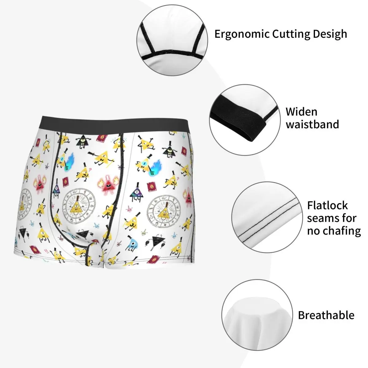 Man Gravity Falls Bill Cipher Boxers Novelty Gift Underwear Cartoon Anime Shorts Men's Boxer Briefs Quilt Underpants Cozy