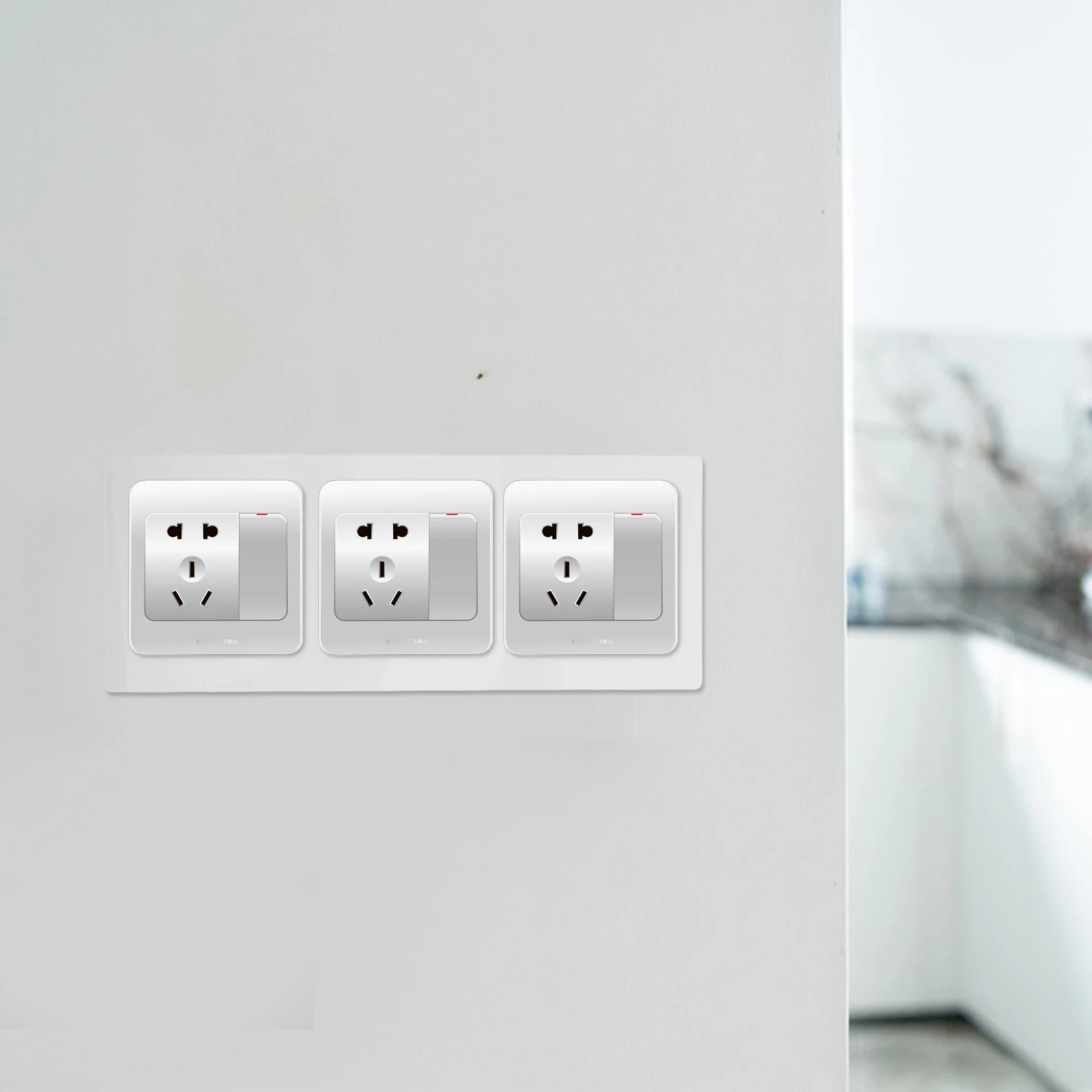 2 Pcs White Plug Socket Surround Solid Outlet Covers Switch Panel Blank Plate Electrical Rocker Wall Seamless Gaps