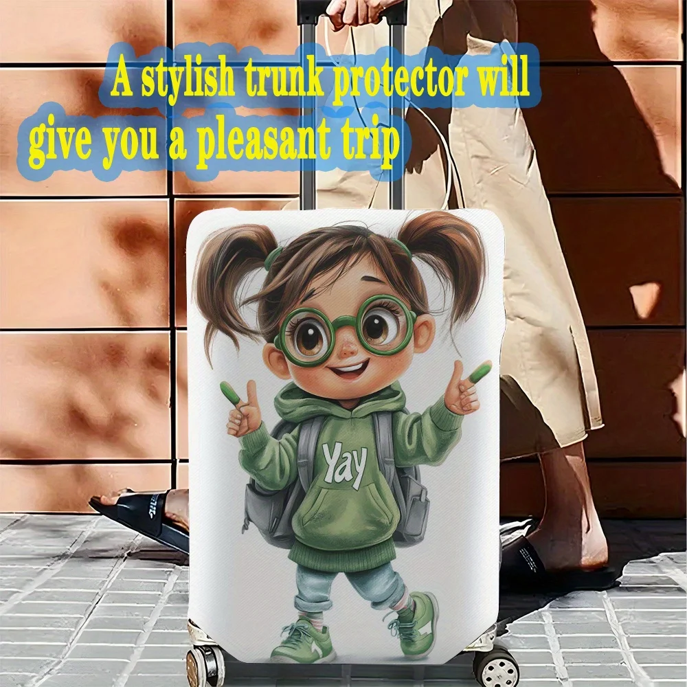 Gepäck grüner Ton Vitalität süße Kinder bedruckte Gepäckabdeckung Trolley-Koffer elastisch und langlebig, personalisierte Mode