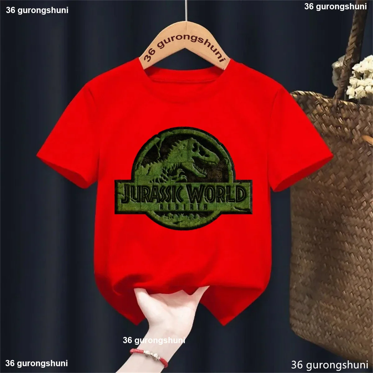 

New Jurassic World Rebirth Printed T Shirt Girls/Boys Summer Fashion T-Shirt Funny White/Black/Pink/Yellow/Red/Blue Tshirt