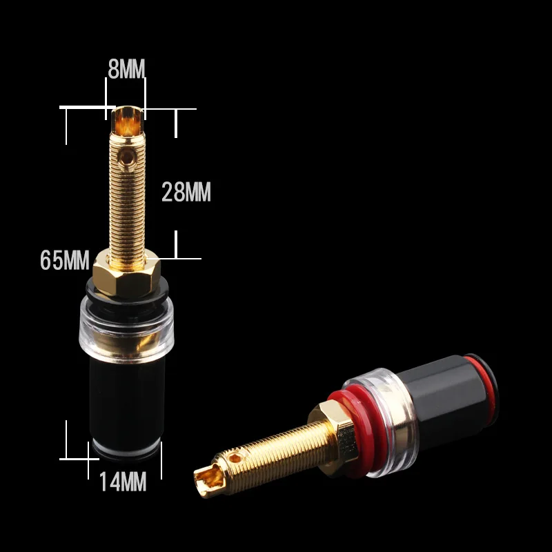 Banhado a ouro Banana Plug Connector, HiFi Speaker Binding Post, amplificador, AMP de áudio, Terminal soquete fêmea, 2 pcs
