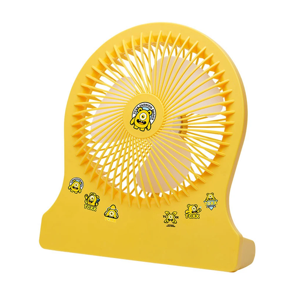 Pequeno ventilador de mesa portátil leve portátil usb carregamento estudante dormitório cartão do escritório amor dos desenhos animados mudo economia energia