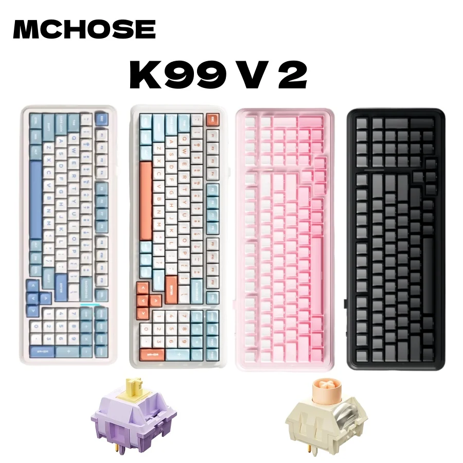 

MCHOSE K99 Wireless Gaming Keyboard 98% Gasket Hot Swappable Mechanical Keyboard Customized BT5.0/USB-C/2.4GHz Creamy 6000mAh