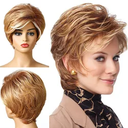 OUCEY Short Wigs Women Straight Wigs For Women Black Brown Blonde Wig Heat Resistant Synthetic Hair Pixie Cut Wig With Bangs