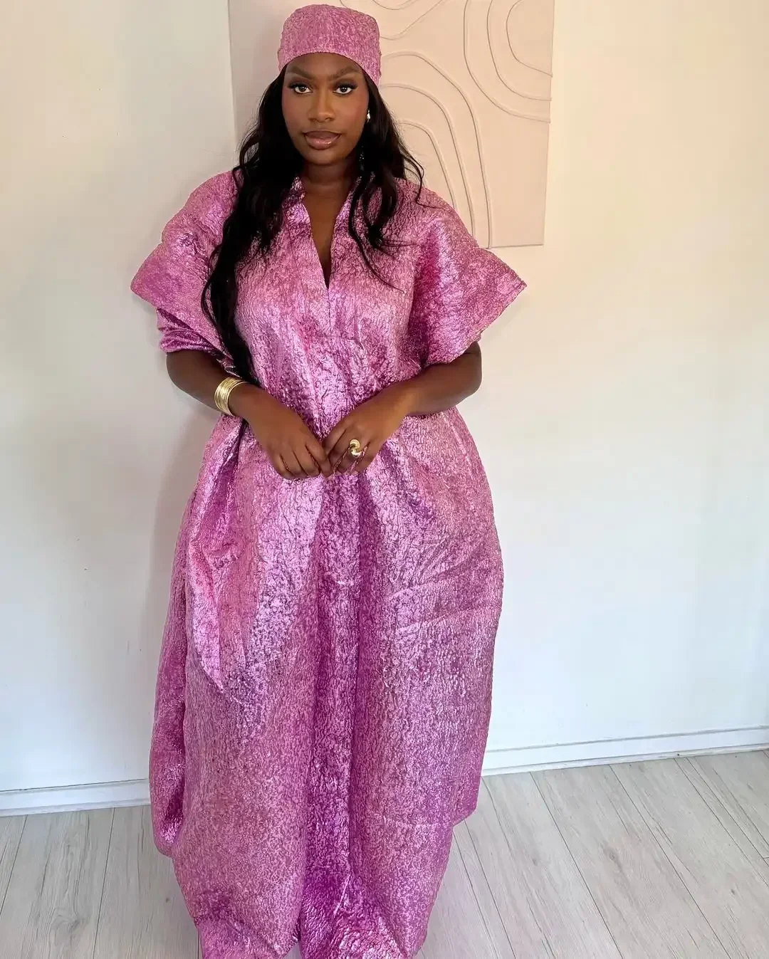 African Dress for Women Plus Si ze Embroidery Weddi ng Guest Long Maxi Dress with Scarf image 5