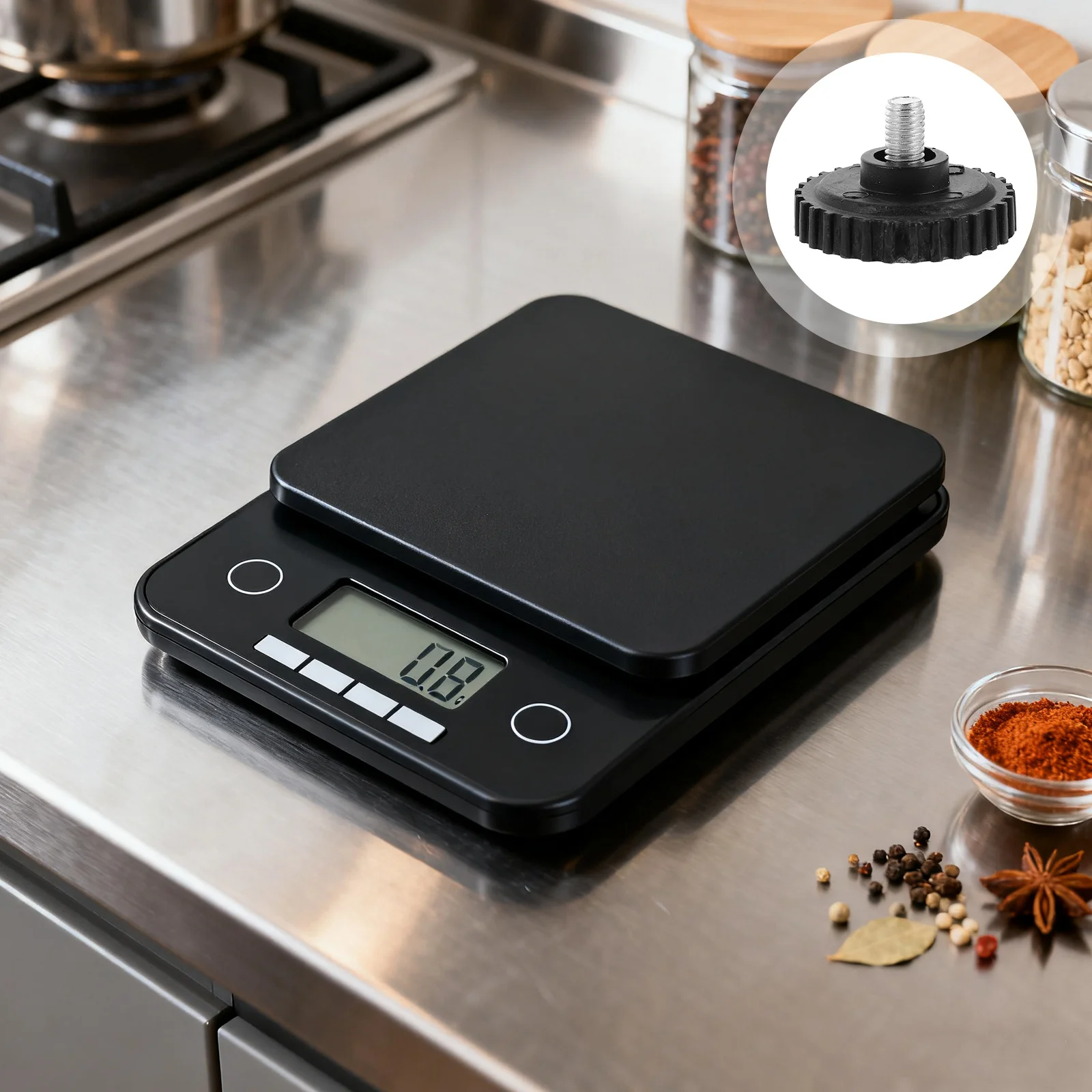 

4pcs Electronic Scale Feet M8 Black Universal Screw-On Furniture Leg Levelers For Table Cabinet Stool Weight Platform Threaded