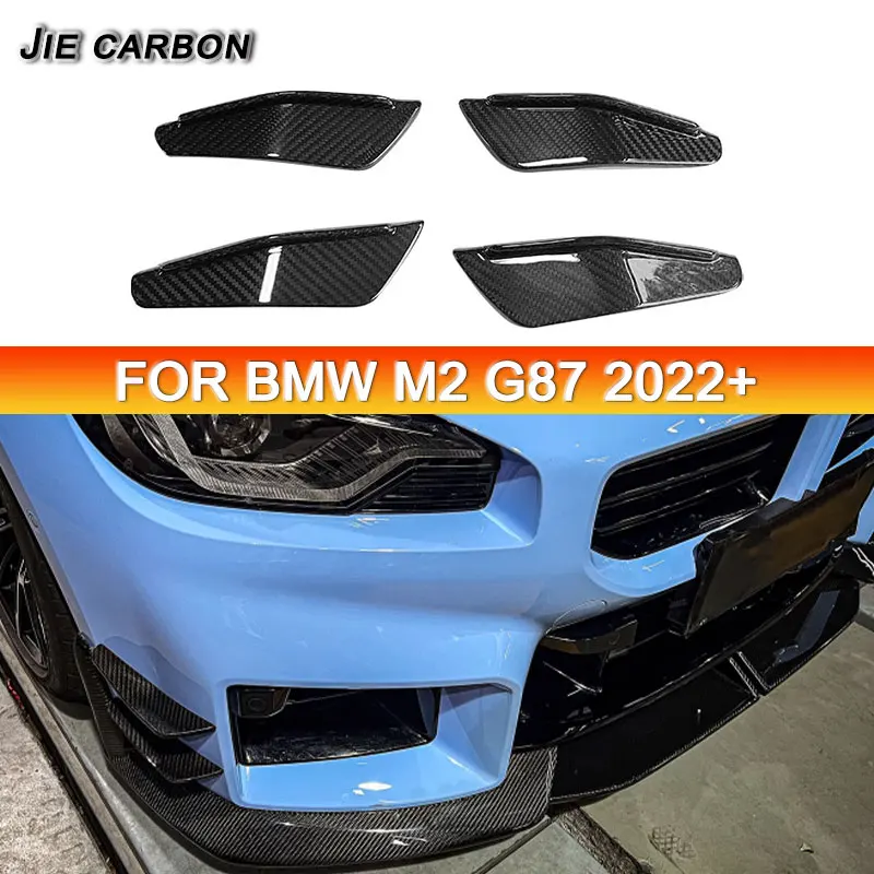 For BMW M2 G87 High Quality Dry Carbon Fiber Car Front Bumper Fins Wind Knife Trim Cover Parts Body kit 2022+