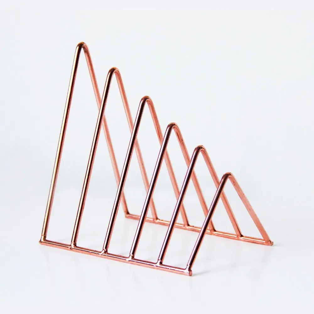 Stationary Desk Storage School Office Supplies Desktop Organizer Record Rack Iron Book Stand Triangle Bookend Book Holder