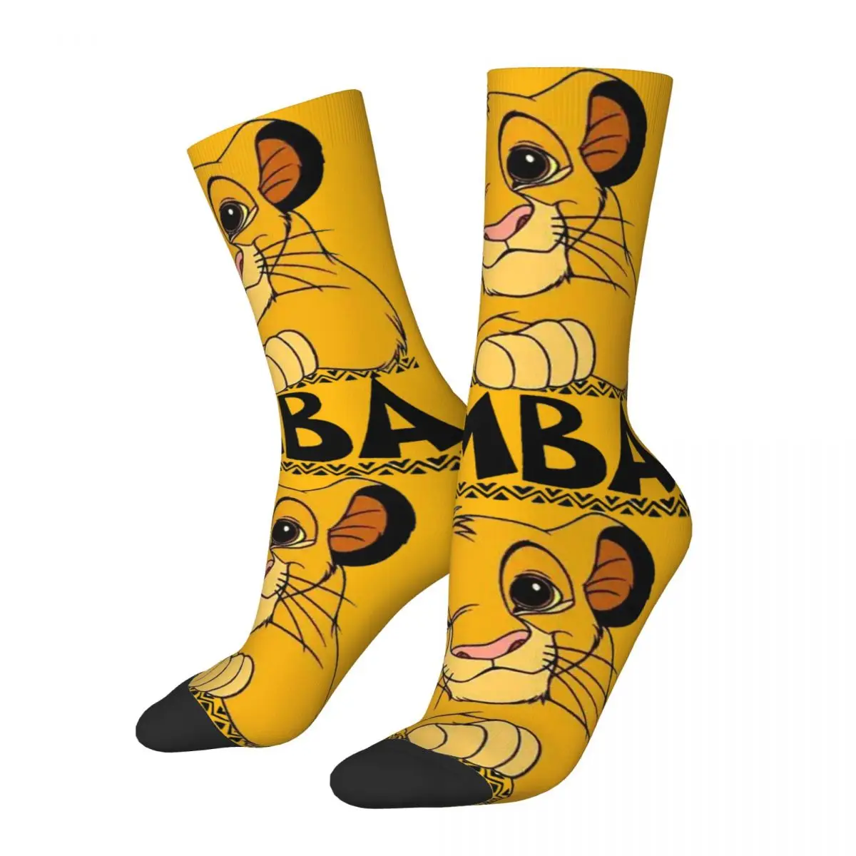 Crazy compression Cute Simba Classic Sock for Men Harajuku Disney｠The Lion King｠Film Seamless Pattern Crew Sock Casual