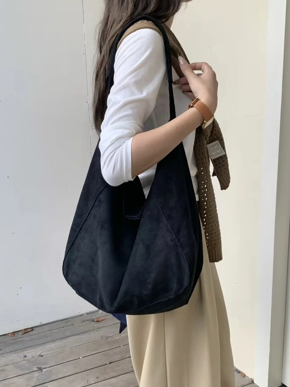 

Осенне-зимняя замшевая сумка-мешок с напуском, модная матовая сумка через плечо, женская сумка с магнитной застежкой, сумка из искусственной кожи...