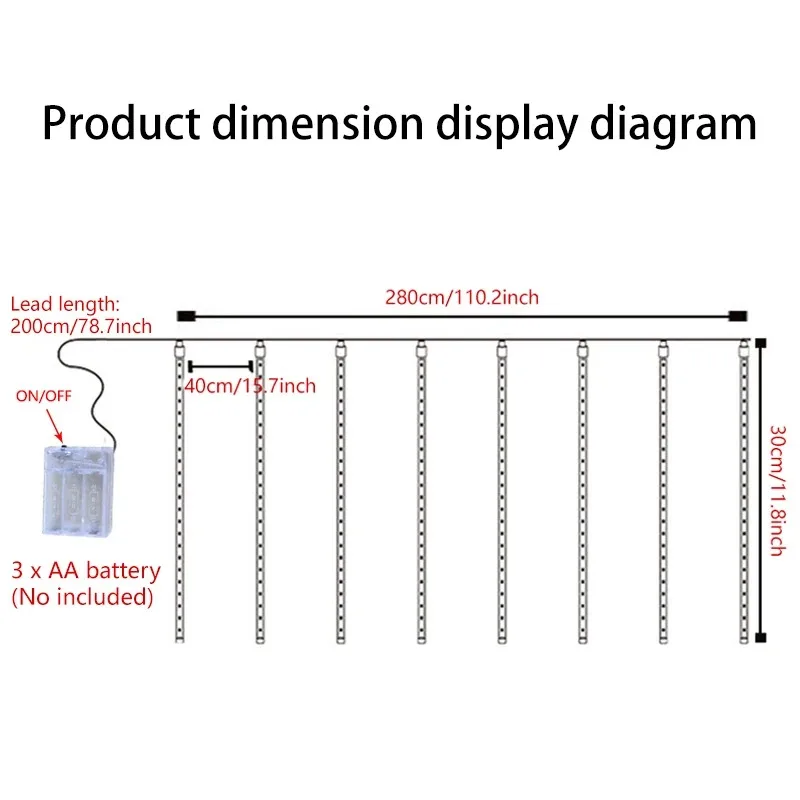 تعمل بالبطارية 8 أنابيب عيد الميلاد ضوء LED سلسلة أضواء منزل شجرة إيف حديقة شارع ديكور الزفاف الجمالية #6