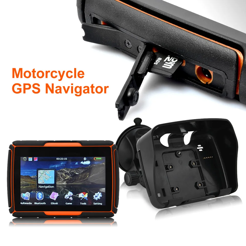 Car Motorcycle GPS Navigation 4307 IPX7 Waterproof Bluetooth GPS Navigator Tracker Bullit in RAM 1G ROM 8GB FM free igo Map