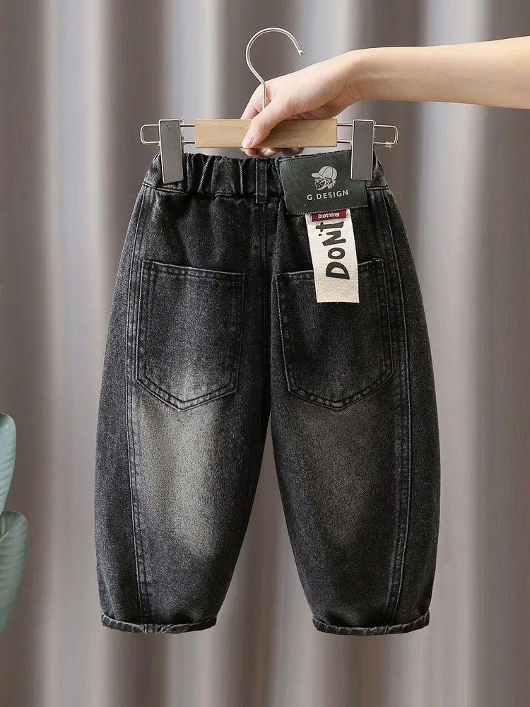 Baby Boys Jeans Casual BLACK Trousers Kids Denim Pants Spring Autumn Children's Straight Pants 2-11 Years