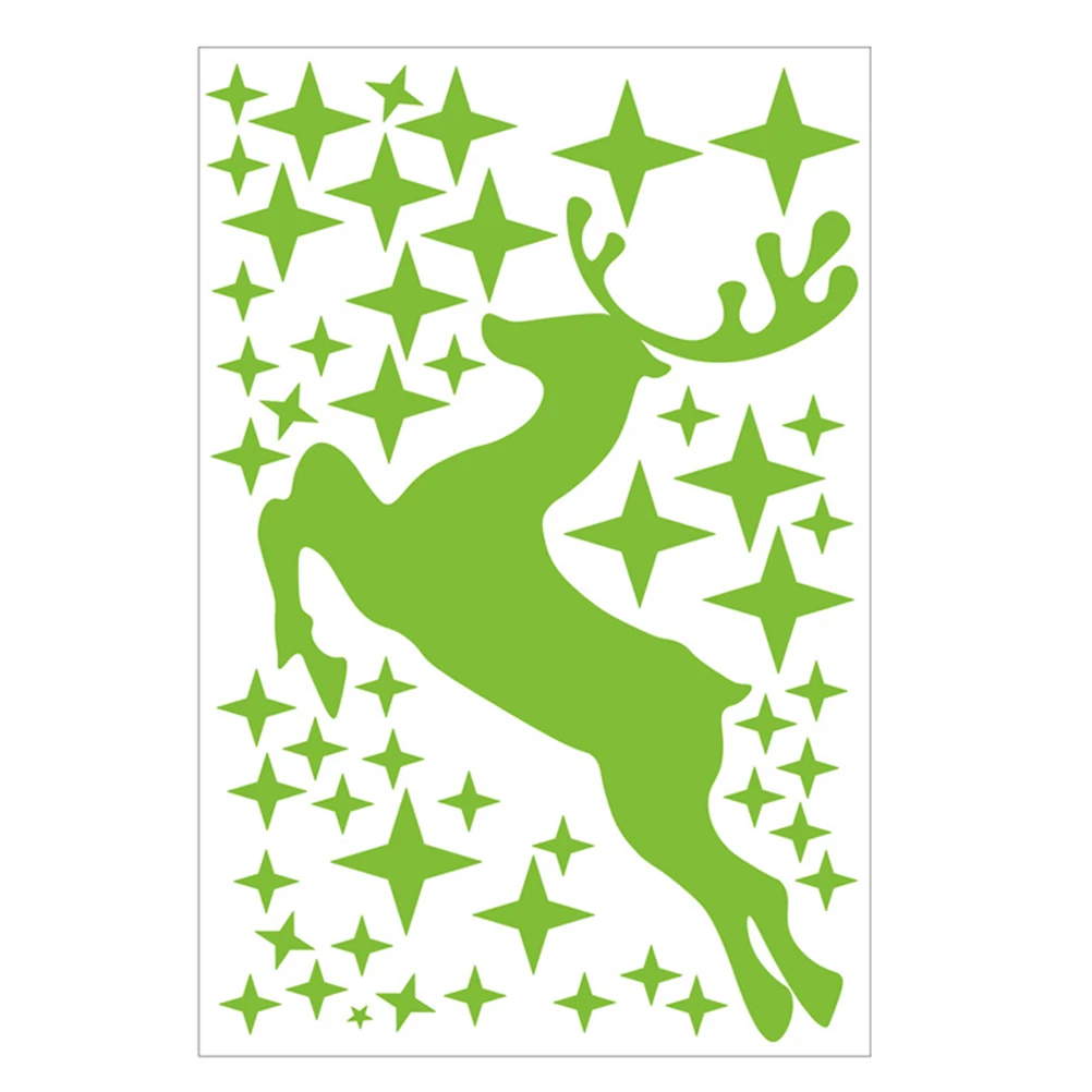 

PVC Night Glow Deer Stickers for Kids Room Christmas Decor Wall Decals Fluorescent Design Easy Apply Smooth Surface Luminous