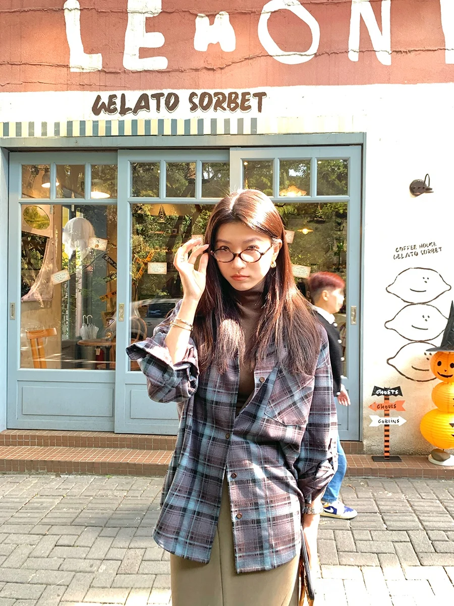 

Женское повседневное пальто Attia GLOWY в клетку с длинными рукавами, утепленная версия, весна-осень, свободный крой, французский стиль, полиэстер