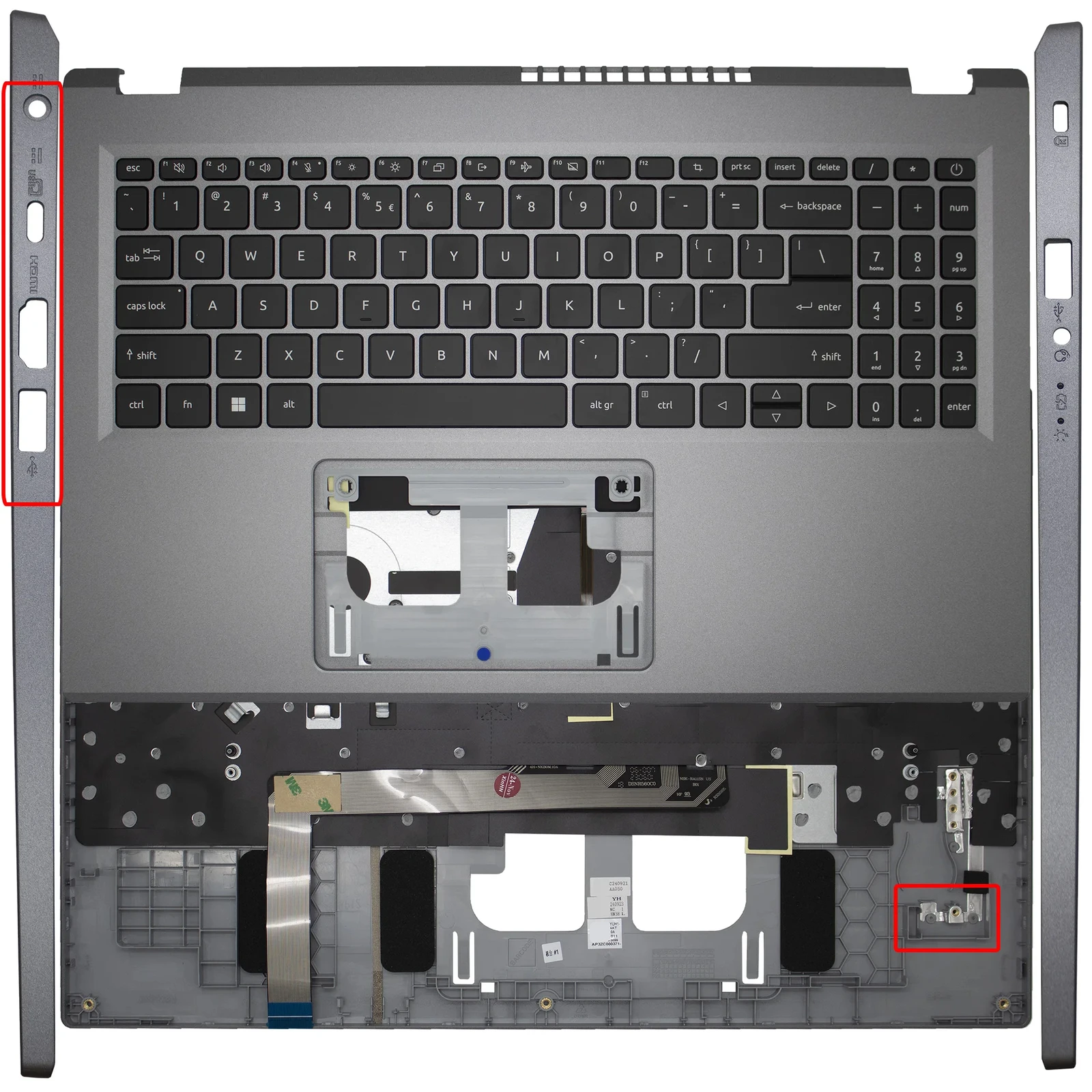 

Клавиатура и подставка для рук (палмрест) для Acer Aspire A515-58M, A315-24P, A315-510P, N23Q11, N23C3 (US-версия)
