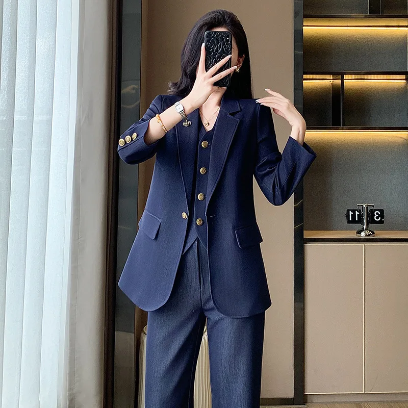 High-end Women's Suit Vest Set2025New Autumn and Winter High-end Fashion Formal Three-piece Suit Workwear