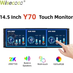 Wisecoco 12.6/14.5 Inch 2K IPS PC Laptop Gaming Touch Screen Monitor CPU GPU Temperature Monitoring Display for Y60/Y70 Case