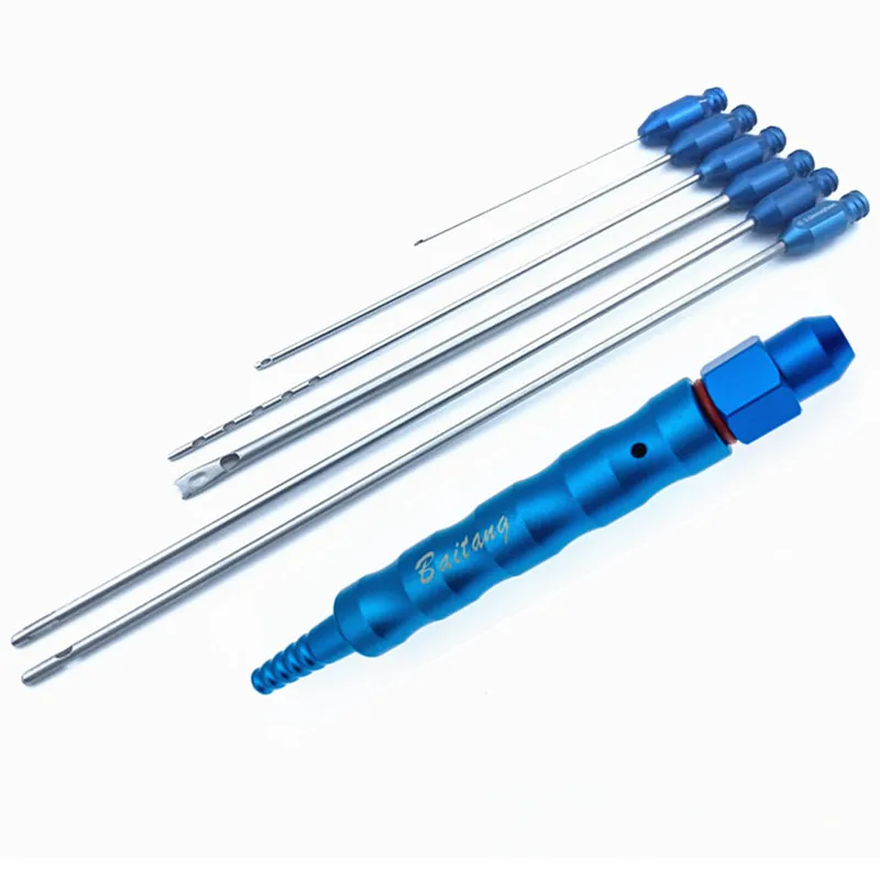 

Liposuction Cannulas 6pcs/Set Needle Luer Lock and Titanium Liposuction Handle