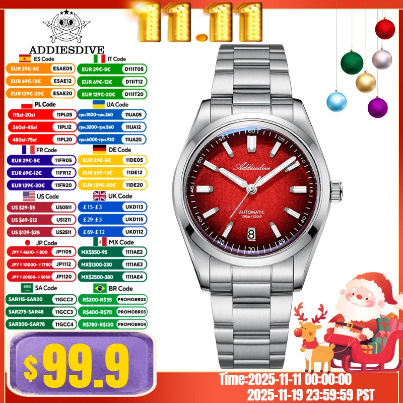 

ADDIESDIVE Men Watch 39mm NH35A Diving 10Bar Waterproof Luminous 316L Stainless Steel Automatic Mechanical Watch reloj hombre