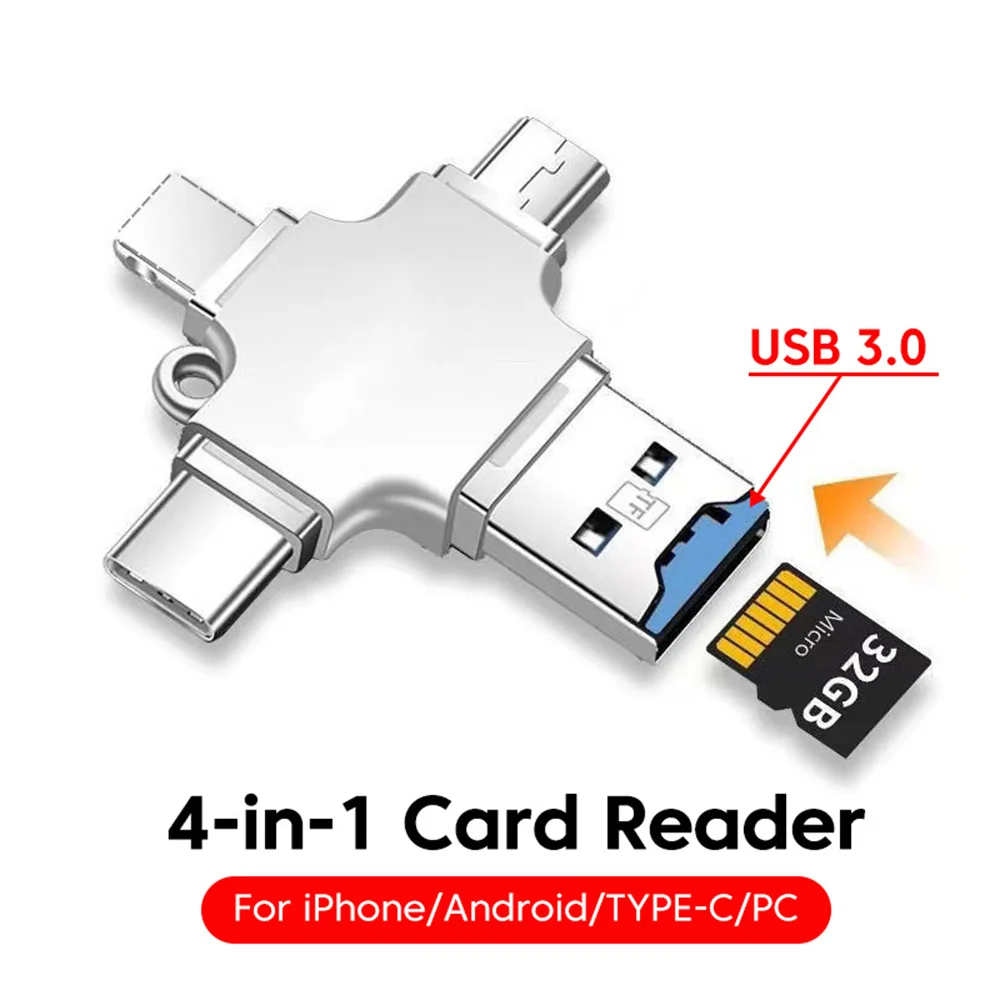 Card Readers Mobile Treasure Essential For Mobile Phone Photography Weight 12g Functional  Adapter Computer Peripherals Silver