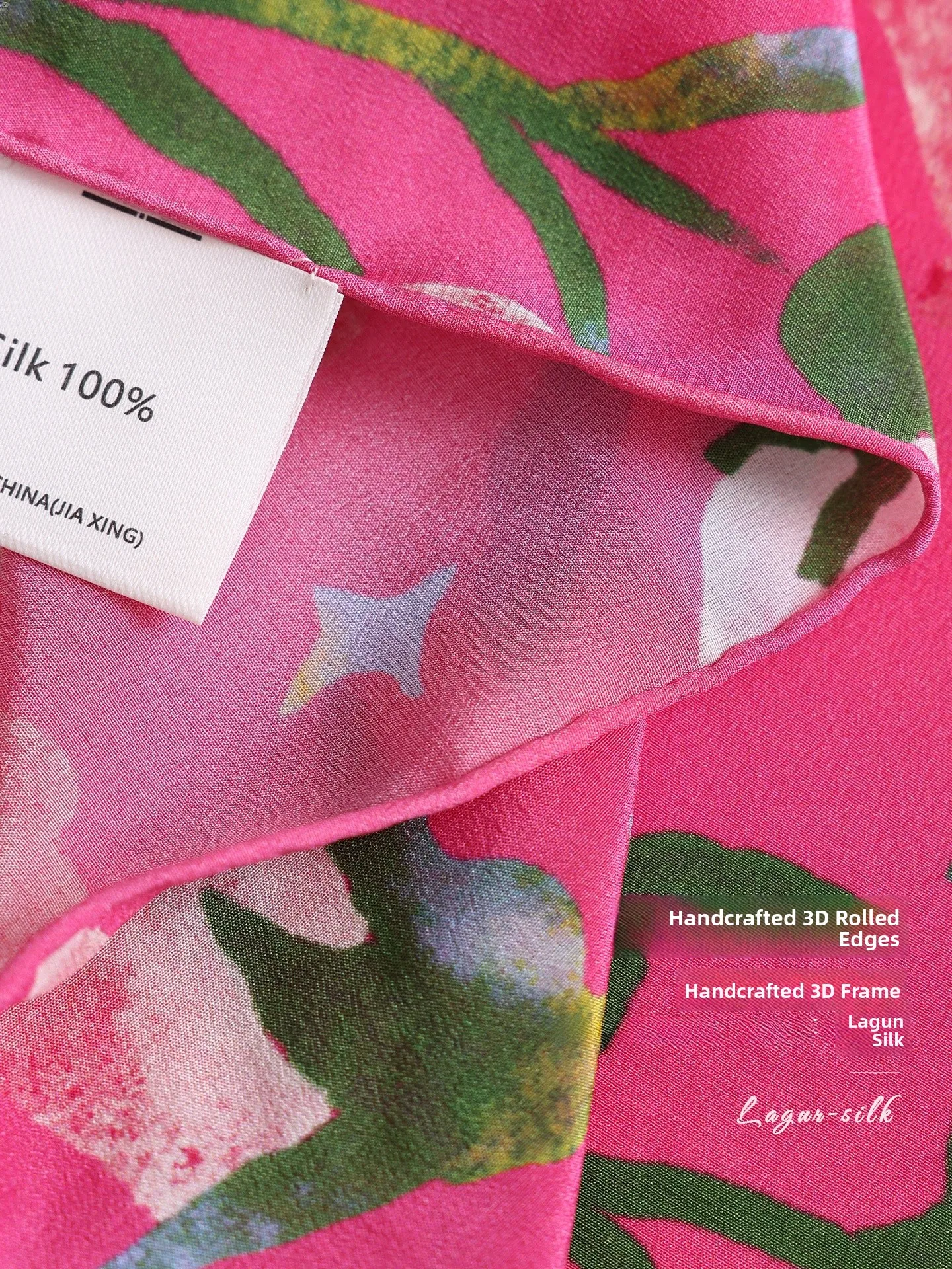 Handrolled Pink Trumpet Flower - Scarf Silk Square 评论和价格