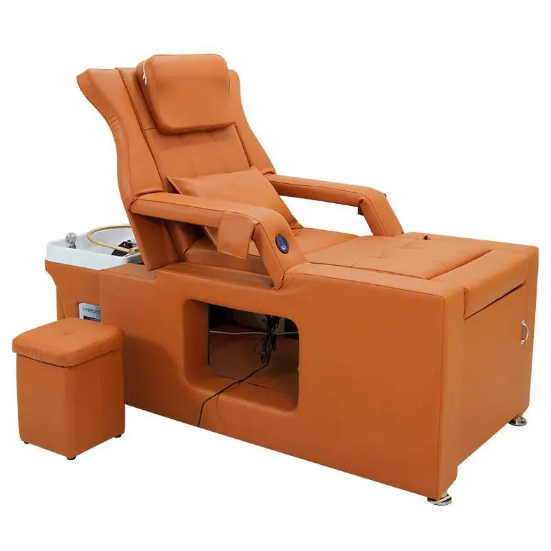 2024 Modern beauty furniture foot spa head water therapy massage table shampoo bed hair salon washing chair