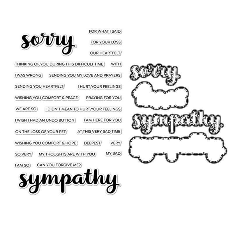 

New 2022 Sympathy Words Clear Stamps Set Scrapbooking Paper Making Cutting Dies Celebration Background Frames Card Craft