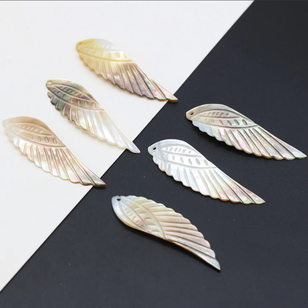 Natural Freshwater Black Shell Pendant with Exquisite Wing Shaped Beaded Jewelry Making DIY Necklace Earrings Accessories Gift