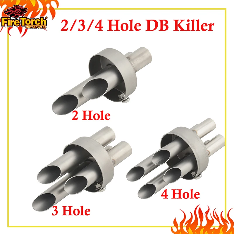 60,8 mm Universal 2/3/4-Loch Motorrad-Auspuff-Schalldämpfer DB Killer Abnehmbar Geräuschreduzierend Edelstahl
