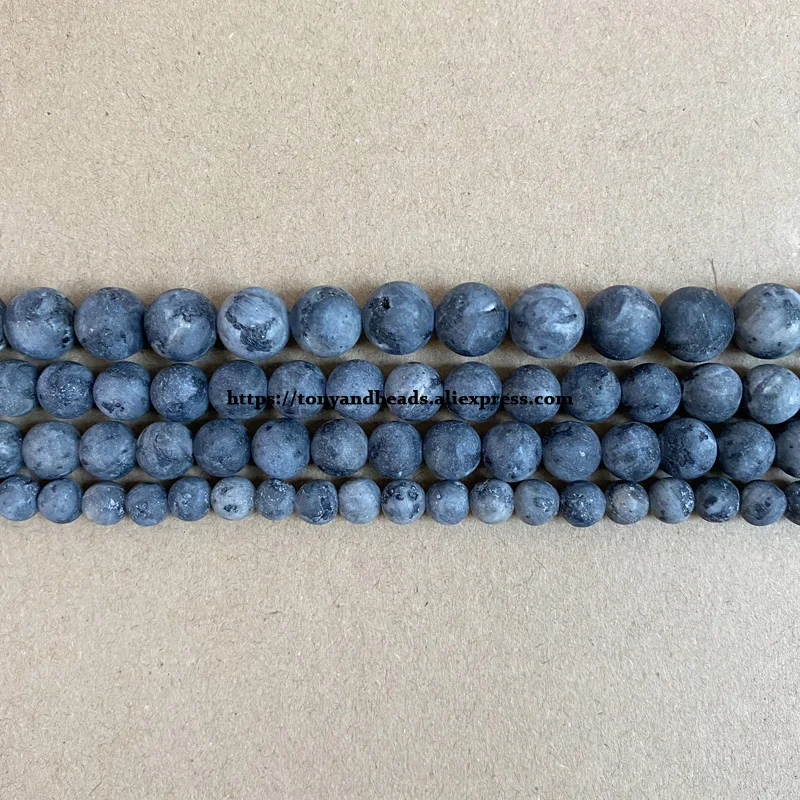 Natural Stone Matte China Black Labradorite Round Loose Beads 15\