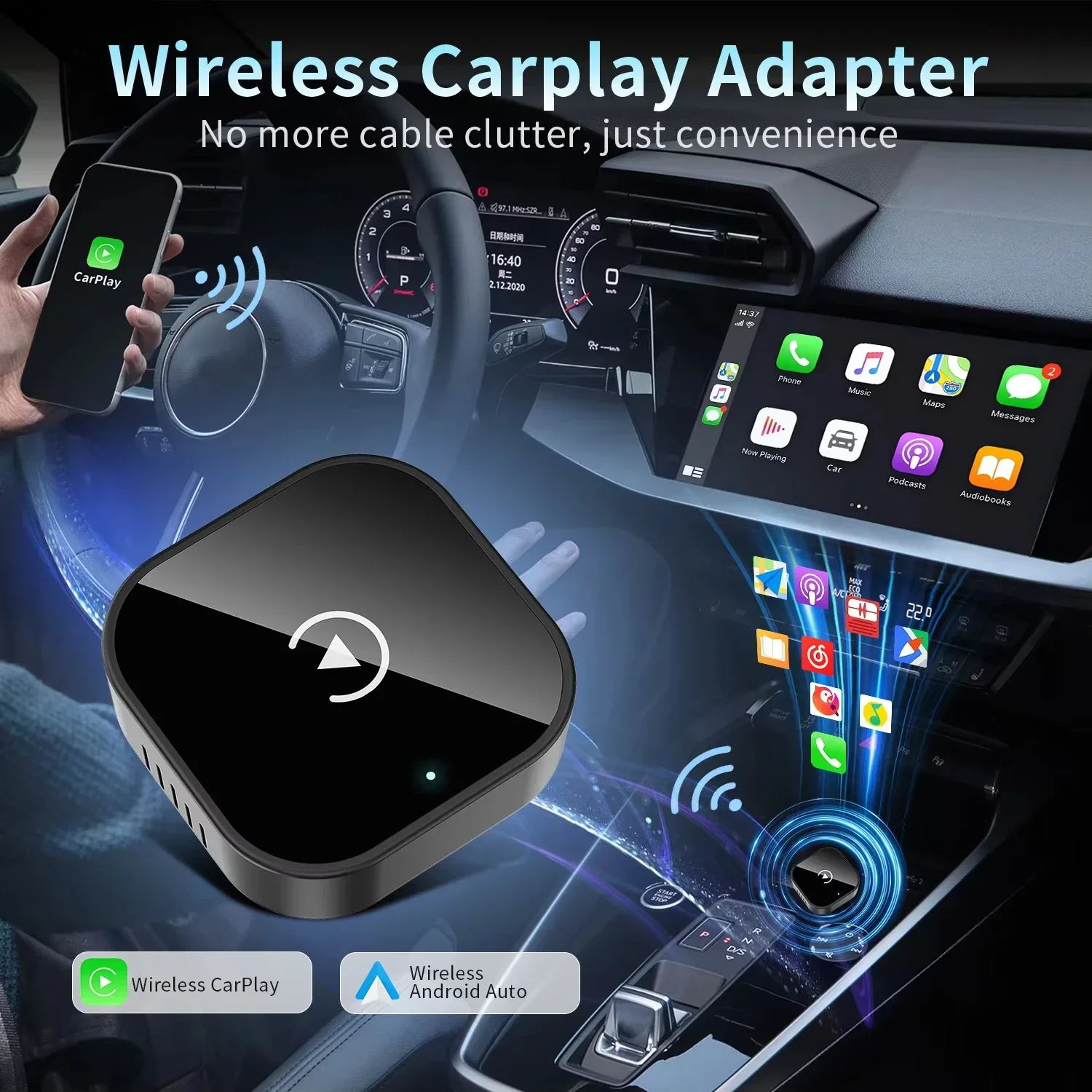 

Mini Car Machine Interconnected Carplay Box Wired To Wireless Carplay Wireless Adapter with USB Plug and Playback Bluetooth